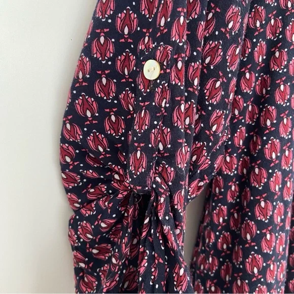 ADDITION ELLE NAVY/RED/PINK 100% RAYON GEOMETRIC PRINT BLOUSE W/TIE NECKLINE, 18 - Picture 5 of 12